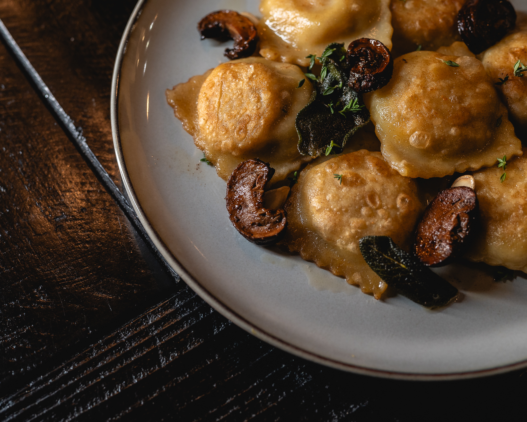 Butternut squash ravioli with sage brown butter