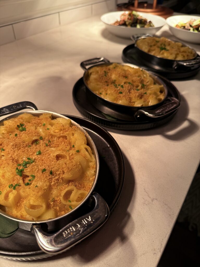 Baked Mac and Cheese on a white plate